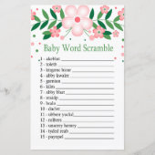 Papier Pink Floral Baby mot scramble jeu (Devant)