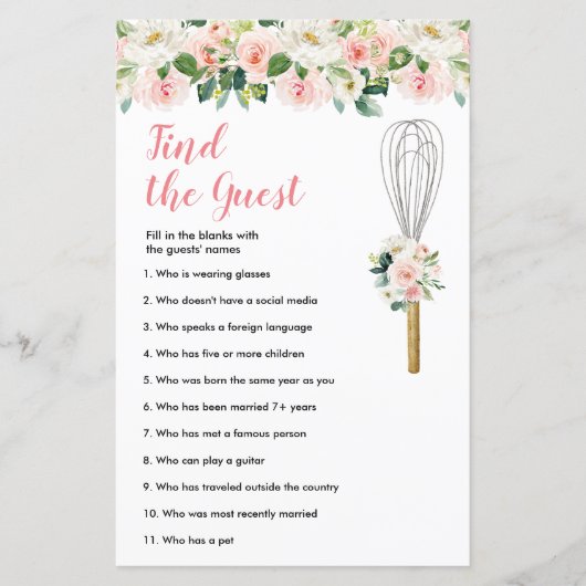 Papier Pink Floral Bientôt à Whisked Trouvez le jeu Invit (Devant)