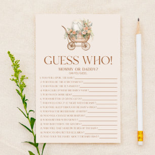 Papier Pink Floral Carrier Devine Qui Baby shower Jeu