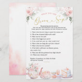 Papier Pink Floral Fête des mariées Tea Party Groom Dites (Devant / Derrière)