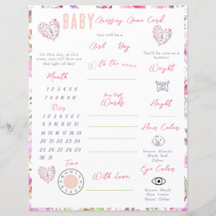 Papier Pink Floral Heart Baby In Bloom Baby shower Jeu