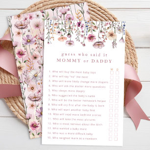 Papier Pink Floral maman ou papa Baby shower Jeu - Poussi