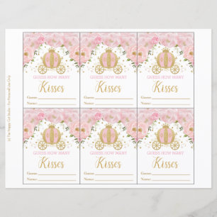 Papier Pink Floral Princess Devine Combien De Baisers Jeu