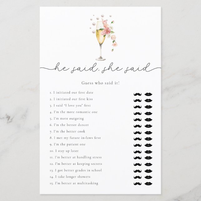 Papier Pink Floral Procuco Il A Dit Qu'Elle A Dit Jeu De  (Devant)