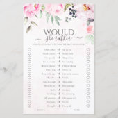 Papier Pink Floral Voudrait-Elle Plutôt Fête des mariées  (Devant)