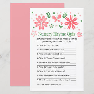 Papier Pink Flowers Nursery Rhyme jeu de baby shower