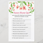 Papier Pink Flowers Nursery Rhyme jeu de baby shower (Devant)