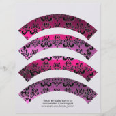 PAPIER PINK FUCHSIA BLACK DAMASK CUPCAKE LINER CUTOUT (Devant)