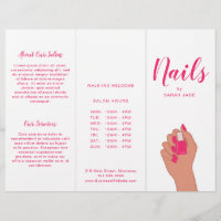 Pink Fuschia Moderne Salon à ongles Tripli Brochur