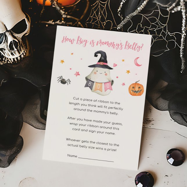 Papier Pink Ghost Little Boot How Big is Mommys Belly Jeu (Little Boo Baby Shower How Big is Mommy's Belly Game)