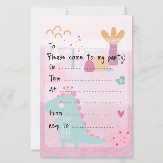 Papier Pink Girl Dino Birthday Party Fill--In Paper Sheet