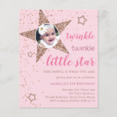 Papier Pink & Gold Twinkle Star 1er anniversaire Invitati (Devant)