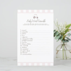 Papier Pink golf baby word scrabble baby shower