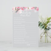 Papier Pink Gray Bridal Shower How well do you Game Card (Debout devant)