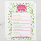 Papier Pink Green Floral Bride meilleur jeu de Fête des m (Devant / Derrière)