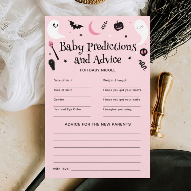 Papier Pink Halloween Baby shower Prédictions Conseils je (Créateur téléchargé)