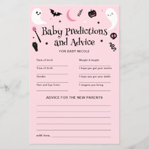 Papier Pink Halloween Baby shower Prédictions Conseils je