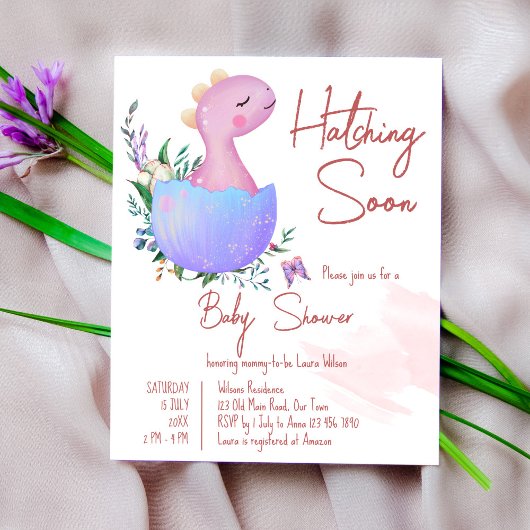 Papier Pink hatching bientôt baby shower budget invitatio