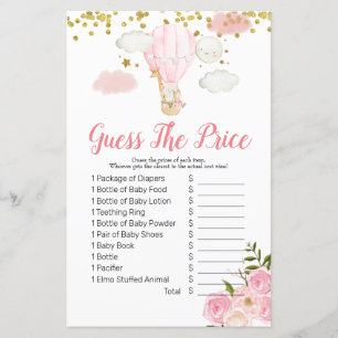 Papier Pink Hot air ballon devine le prix Game