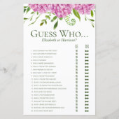 Papier Pink Hydrangeas Devine Qui Douche Jeu (Devant)