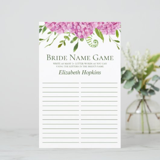 Papier Pink Hydrangeas Nom Douche Jeu (Debout devant)