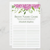 Papier Pink Hydrangeas Nom Douche Jeu (Devant / Derrière)
