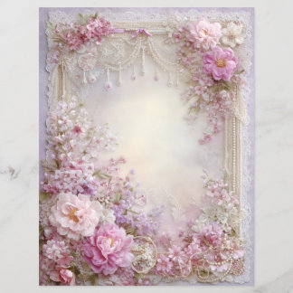 Papier Pink Lavender Vintage Junk Journal Scrapbook Paper