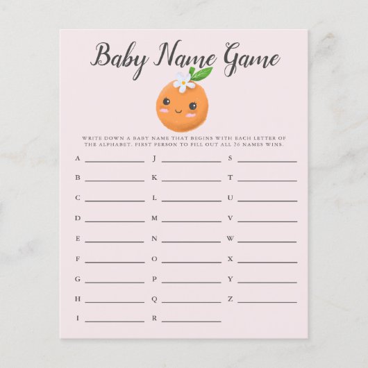 Papier Pink Little Cutie Baby Name Shower Jeu (Devant)