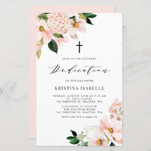 Papier Pink Magnolia et Hydrangea Invitation de dédicace 