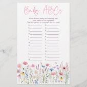 Papier Pink Meadow Fleurs sauvages ABC Baby shower Jeu (Devant)