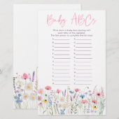 Papier Pink Meadow Fleurs sauvages ABC Baby shower Jeu (Devant / Derrière)