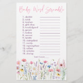 Papier Pink Meadow Fleurs sauvages Baby Word Scramble Jeu (Devant)