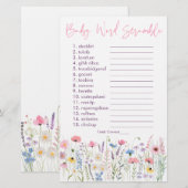 Papier Pink Meadow Fleurs sauvages Baby Word Scramble Jeu (Devant / Derrière)