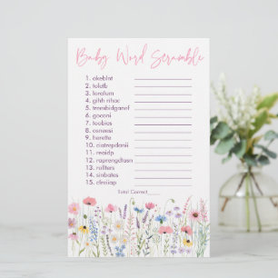 Papier Pink Meadow Fleurs sauvages Baby Word Scramble Jeu