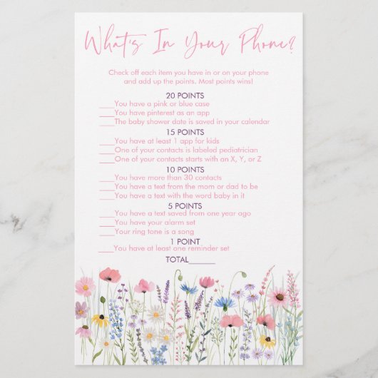 Papier Pink Meadow Fleurs sauvages Ce qui est dans votre (Devant)