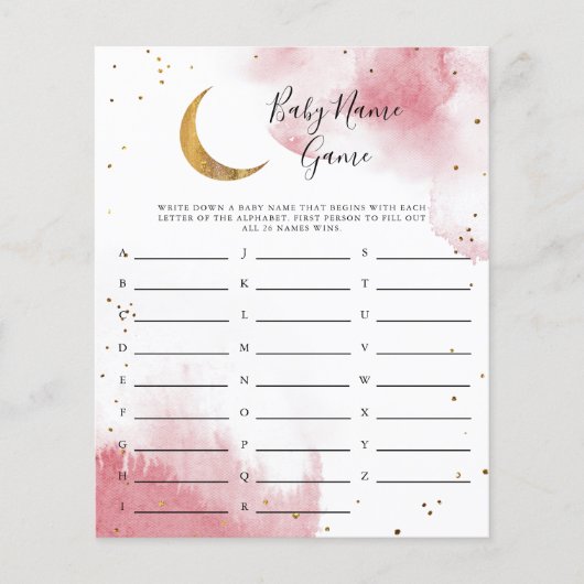 Papier Pink Moon Baby Nom Douche Jeu (Devant)