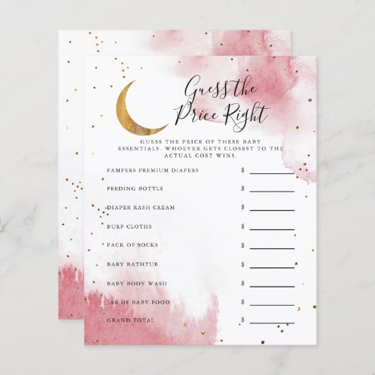 Papier Pink Moon Devine Le Prix Bon Baby shower Jeu (Devant / Derrière)