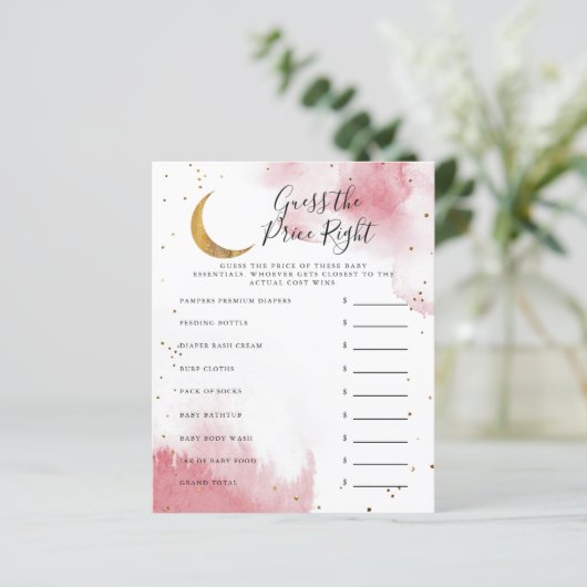 Papier Pink Moon Devine Le Prix Bon Baby shower Jeu (Debout devant)