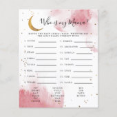 Papier Pink Moon Qui Est Mon Baby shower Mama Jeu (Devant)