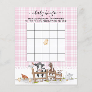 Papier Pink On The Farm Animals Baby shower Bingo Jeu