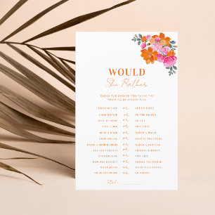 Papier Pink Orange Fête des mariées Voudrait-Elle Plutôt