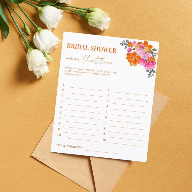 Papier Pink Orange Floral Nom Qui Tune Douche Jeu (Créateur téléchargé)