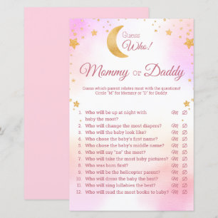 Papier Pink Over the Moon Girl Baby shower Guess Who Game