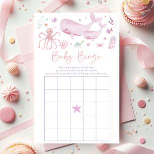Papier Pink Pastel Under the Sea Baby shower Bingo Jeu