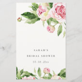 Papier Pink Peony souhaits floraux Conseils pour mariée (Dos)