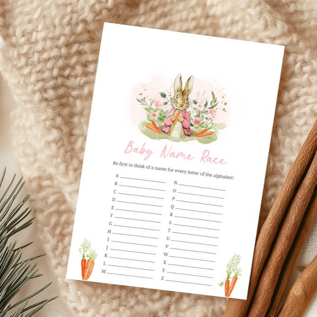 Papier Pink Peter Rabbit Baby Shower Name Race Game (Créateur téléchargé)