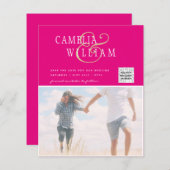 Papier Pink Photo Wedding Inviter QR Code Enregistrer Dat (Devant / Derrière)