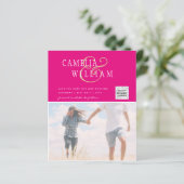 Papier Pink Photo Wedding Inviter QR Code Enregistrer Dat (Debout devant)