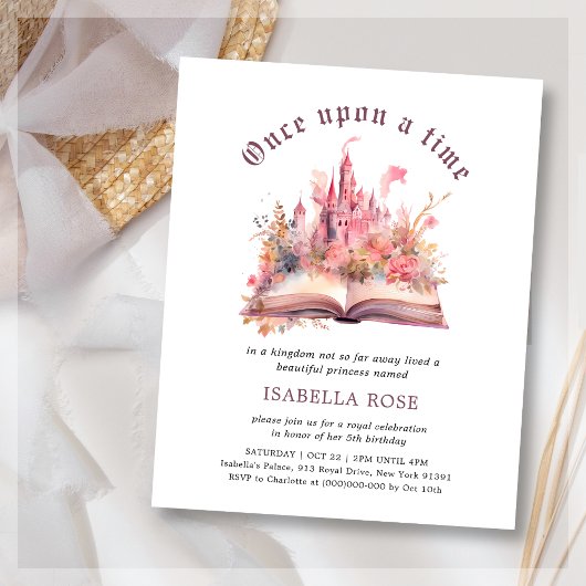 Papier Pink Princess Invitation d'anniversaire