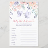 Papier Pink Purple Floral Butterfly Word Scramble Jeu (Devant)
